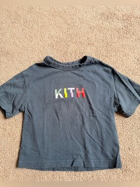Kids Navy Short-Sleeve Tee with Color-Block Lettering